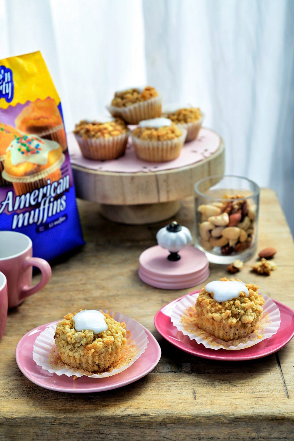 Appel-kruimel muffins met nootjes