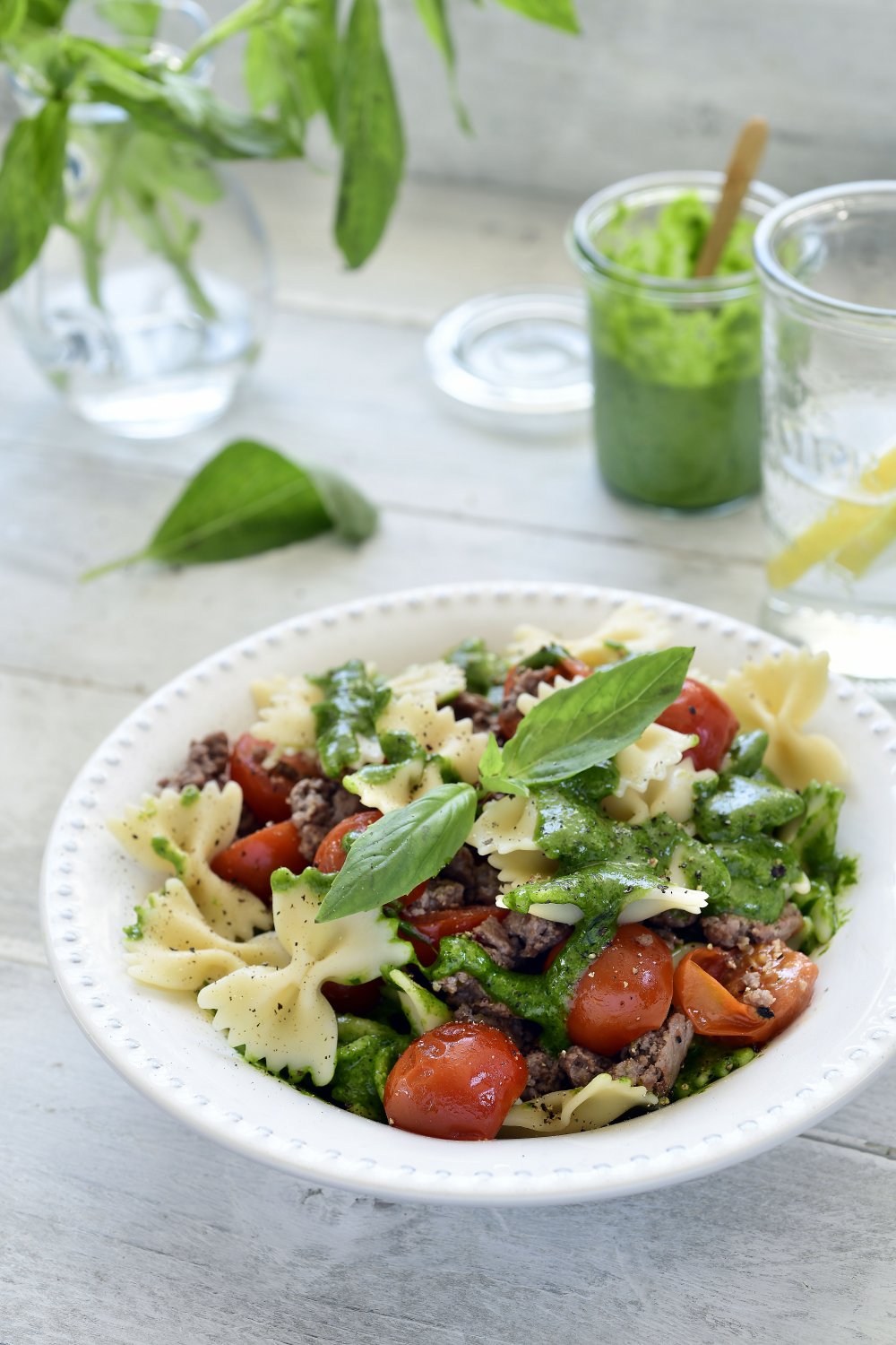 Farfalle met spinaziepesto