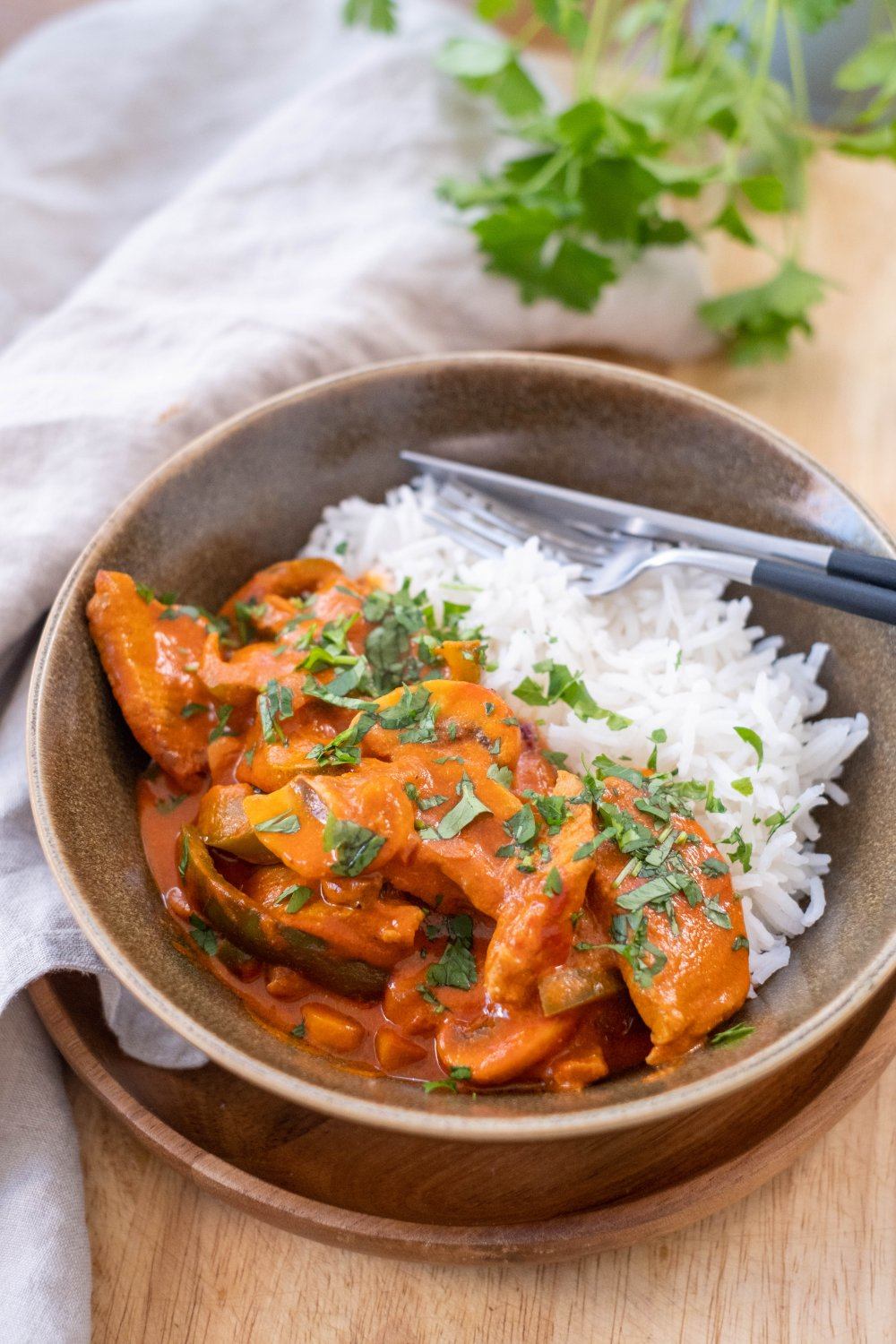 Stroganoff van kalfsvlees met rijst