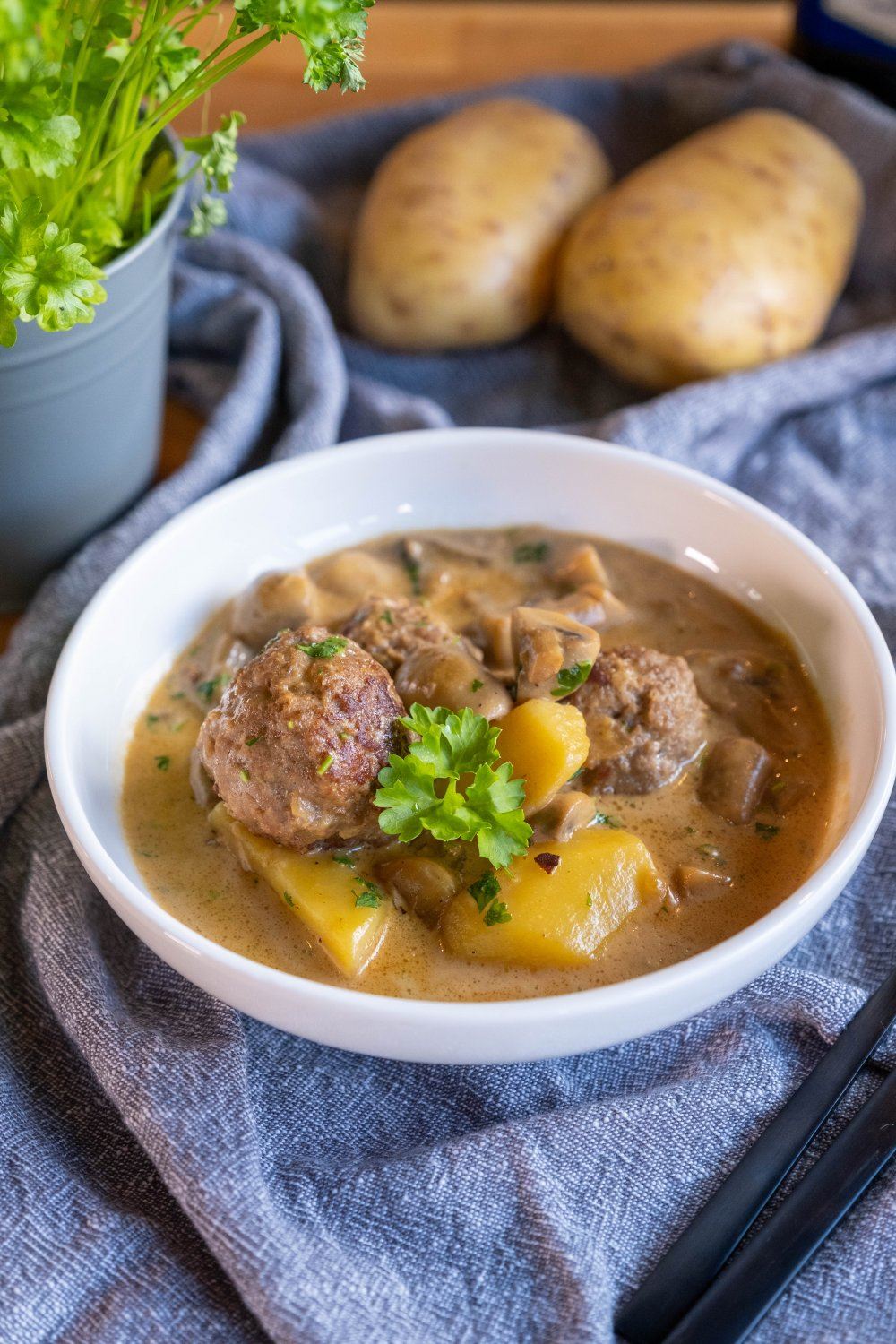 Champignonstoofpotje met gehaktballen