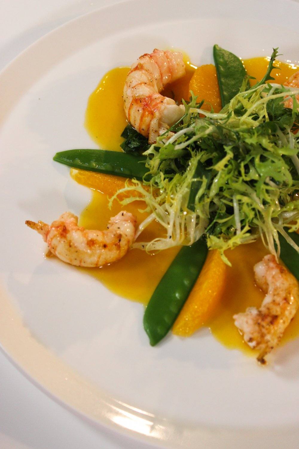 Salade met langoustines en sinaasappel