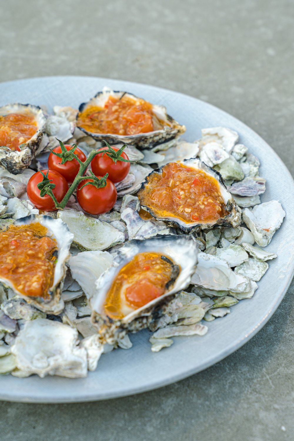 Oesters met tomatencompote