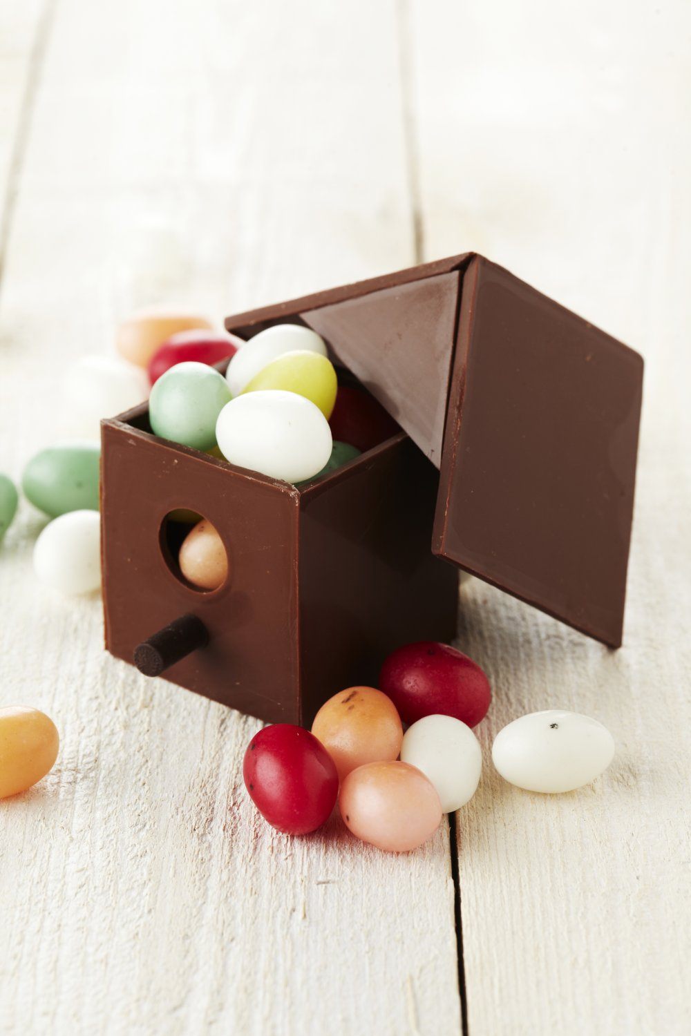 Vogelhuisje van chocolade