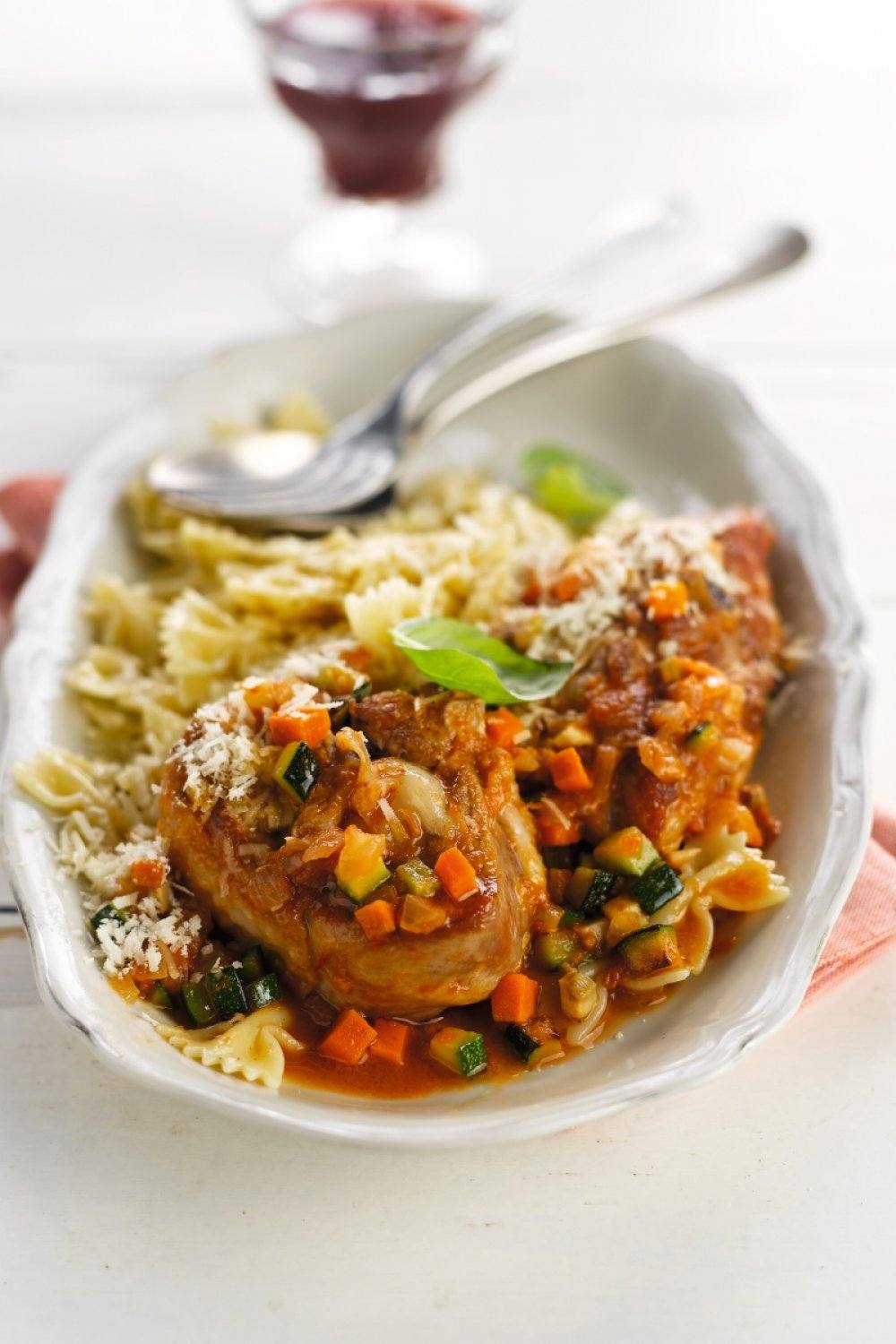 Farfalle met kalkoenossobuco