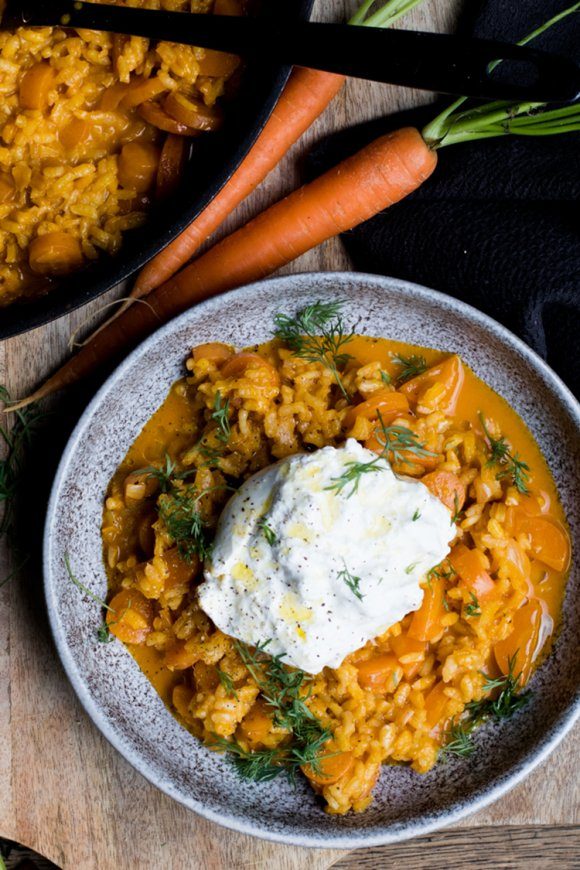 Wortelrisotto met burrata