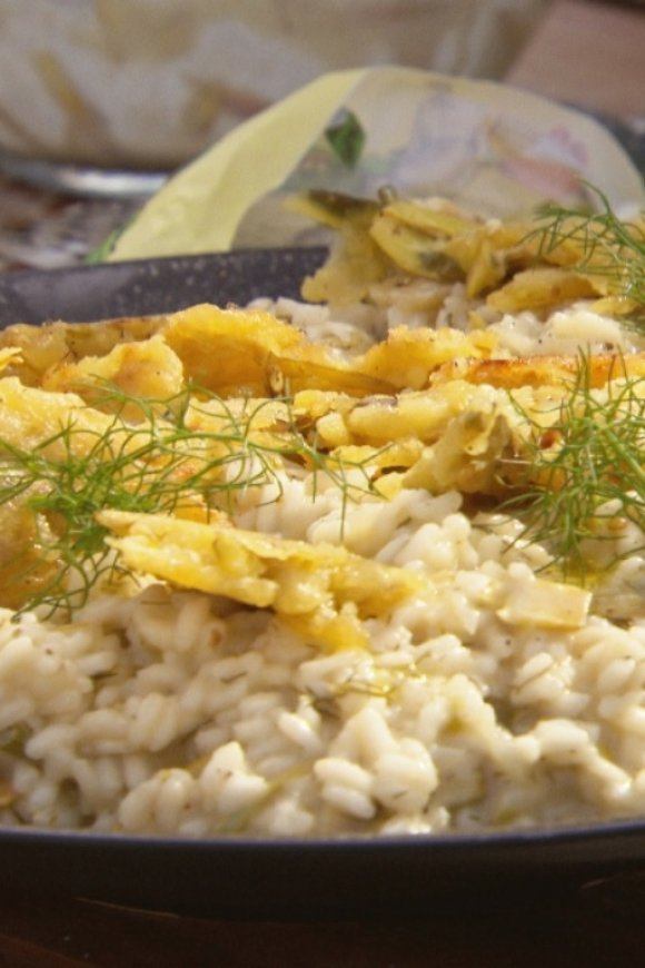 Risotto met wilde venkel en artisjok