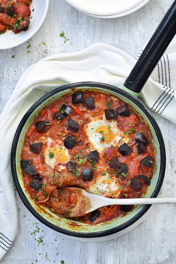 Shakshuka met bloedworst