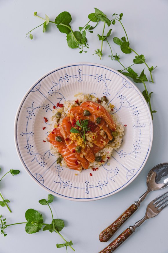 Rijstbowl met gepekelde zalm