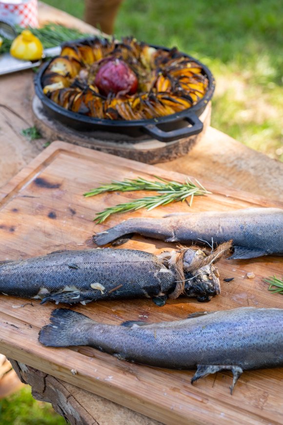 Gerookte forel met aardappelen