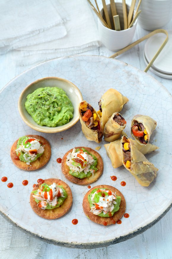 Tex mex rolletjes met guacamole