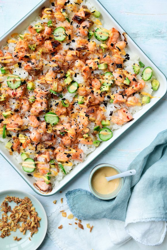 Sushi traybake