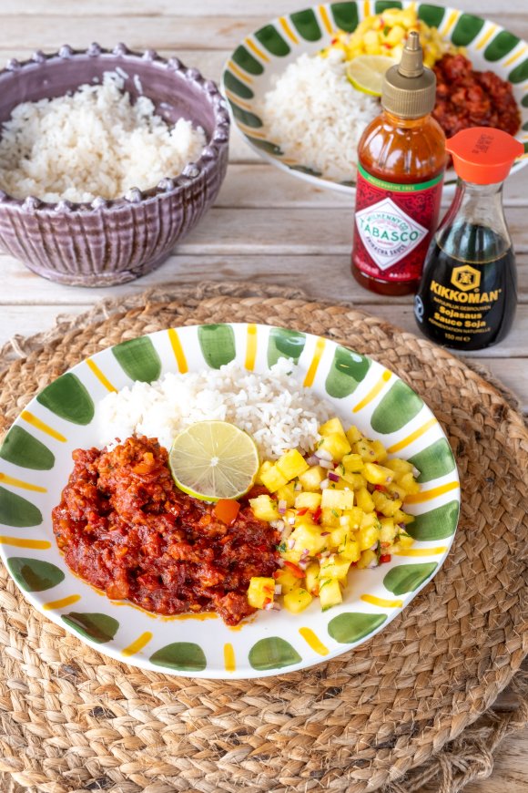 Chili con carne met ananassalsa