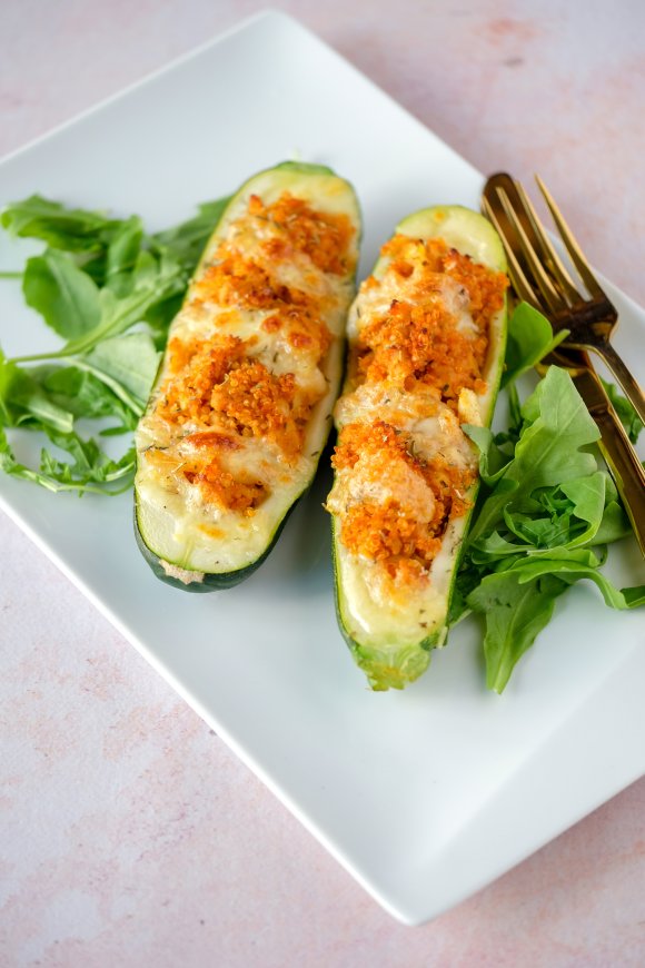 Gevulde courgette met kippengehakt en quinoa