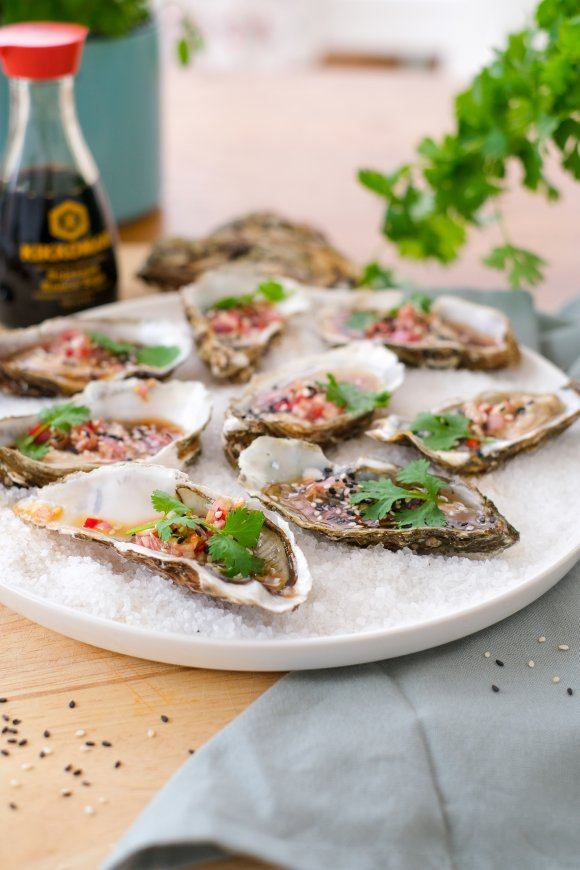 Oesters met sojadressing