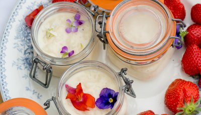 Rijstpap met aardbeien